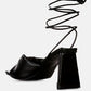 Primavera Ruched Triangular Heel Lace Up Sandal