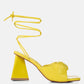 Primavera Ruched Triangular Heel Lace Up Sandal