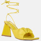 Primavera Ruched Triangular Heel Lace Up Sandal