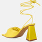 Primavera Ruched Triangular Heel Lace Up Sandal