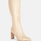 Prinkles Quilted Italian Block Heel Calf Boots