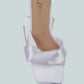 Pristine Satin Strap Triangular Block Heel Sandals