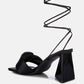 Pristine Satin Strap Triangular Block Heel Sandals