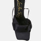 Pristine Satin Strap Triangular Block Heel Sandals