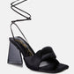 Pristine Satin Strap Triangular Block Heel Sandals