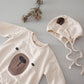 1pcs Cartoon Bear Graphic Simple Style Crotchets Jumpsuit