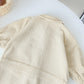 3D Cartoon Bear Patched Design Corduroy Fabric Button Front Romper