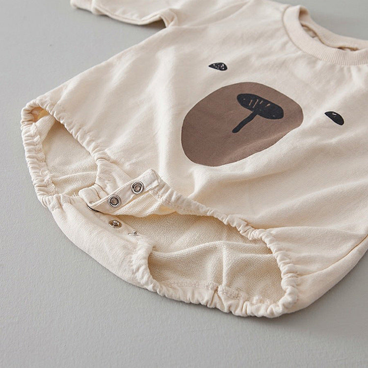 1pcs Cartoon Bear Graphic Simple Style Crotchets Jumpsuit