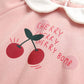 1pcs Cherry & Slogan Pattern Doll Neck Longsleeve Onesies