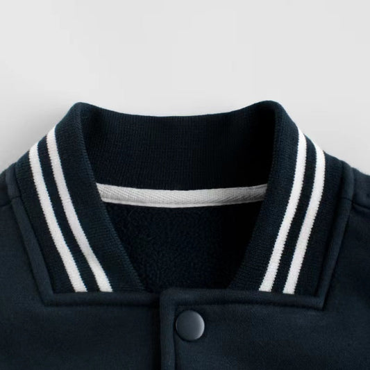 Letters Embroidered Pattern Contrast Design Baseball Coat