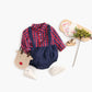 1pcs Plaid Pattern False 1 Pieces Design Lapel Bodysuit Onesies