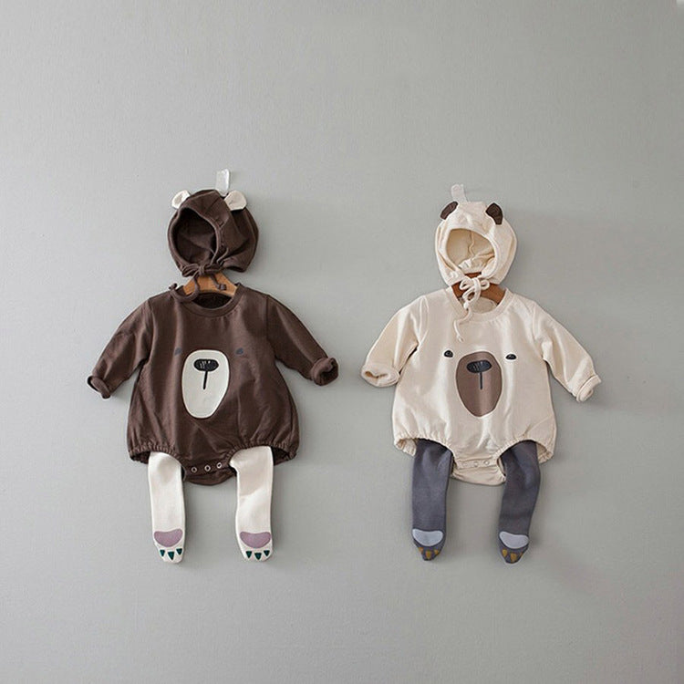1pcs Cartoon Bear Graphic Simple Style Crotchets Jumpsuit