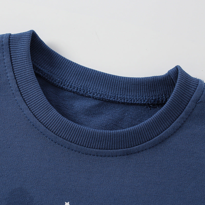 Planet Pattern Round Collar Cotton Hoodie