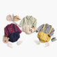 1pcs Plaid Pattern False 1 Pieces Design Lapel Bodysuit Onesies