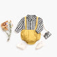 1pcs Plaid Pattern False 1 Pieces Design Lapel Bodysuit Onesies