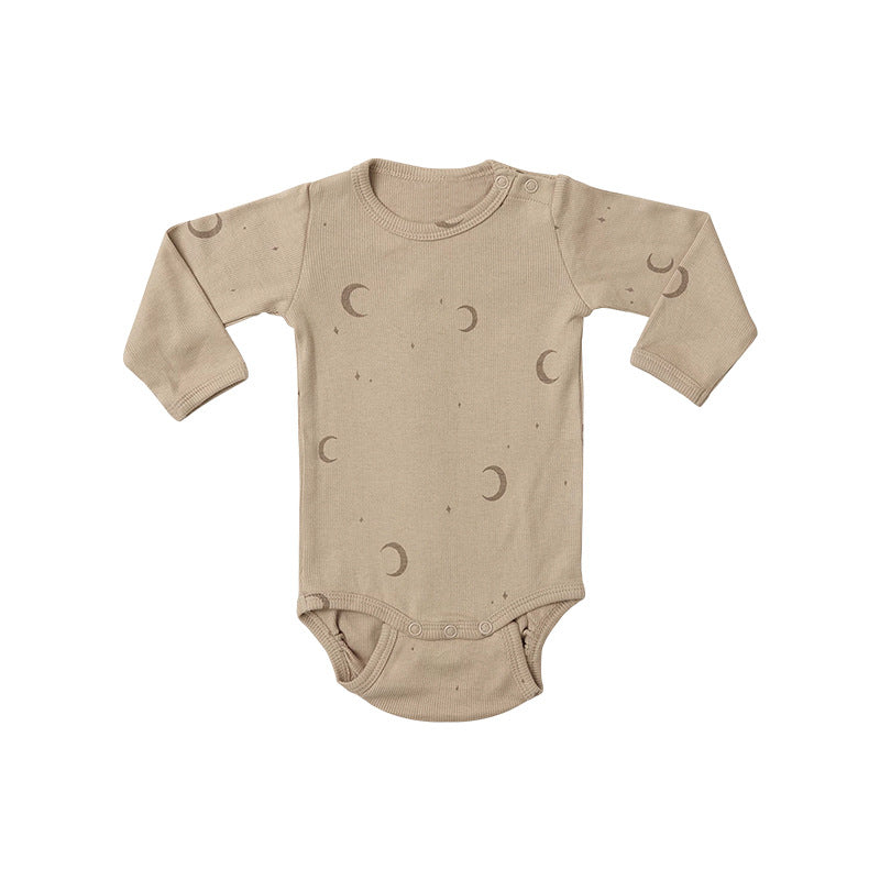 Cartoon & Floral Pattern Long Sleeve Onesies With Pants Sets