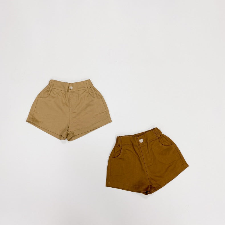 Solid Color Basic Denim Shorts With Pockets