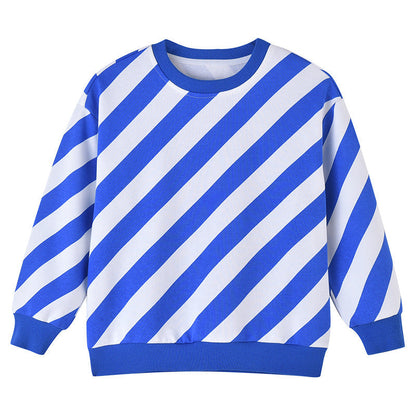Striped Pattern Long Sleeve O-Collar Hoodies