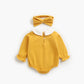 1pcs Cherry & Slogan Pattern Doll Neck Longsleeve Onesies