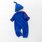 1pcs Solid Color Contrast Tape Design Pure Cotton Romper Jumpsuit