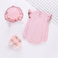 1pcs Contrast Tape Patched Frill Trim Sleeveless Onesies & Hat