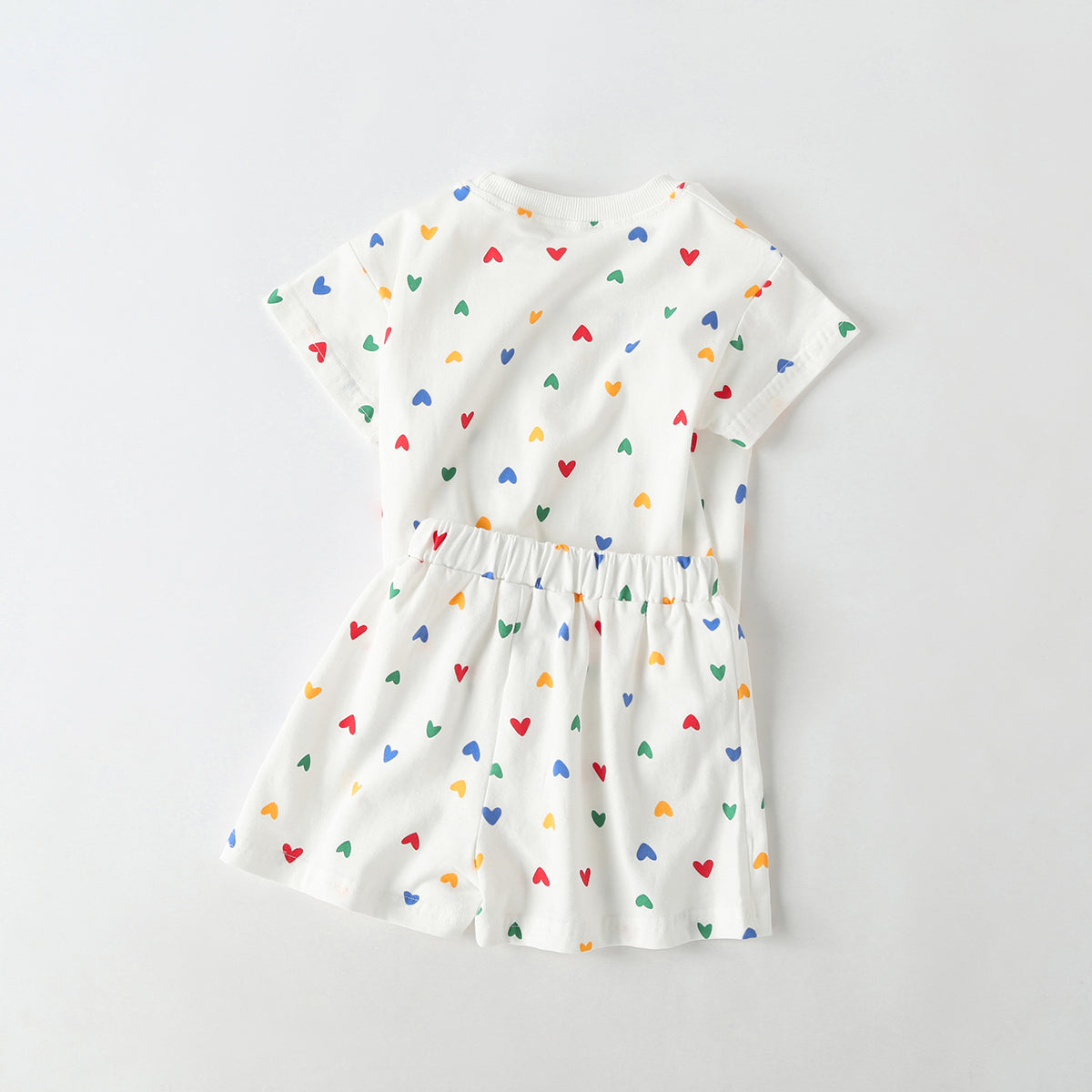 1pcs Plaid & Heart Pattern Tee Combo Shorts Simply Style Sets
