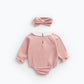1pcs Cherry & Slogan Pattern Doll Neck Longsleeve Onesies