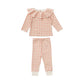 Cartoon & Plaid Pattern Ruffle Neck Design Long Sleeve Sets
