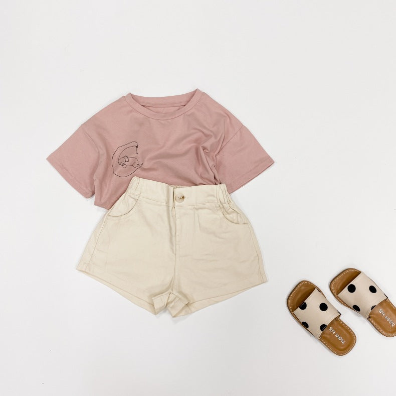 Solid Color Basic Denim Shorts With Pockets