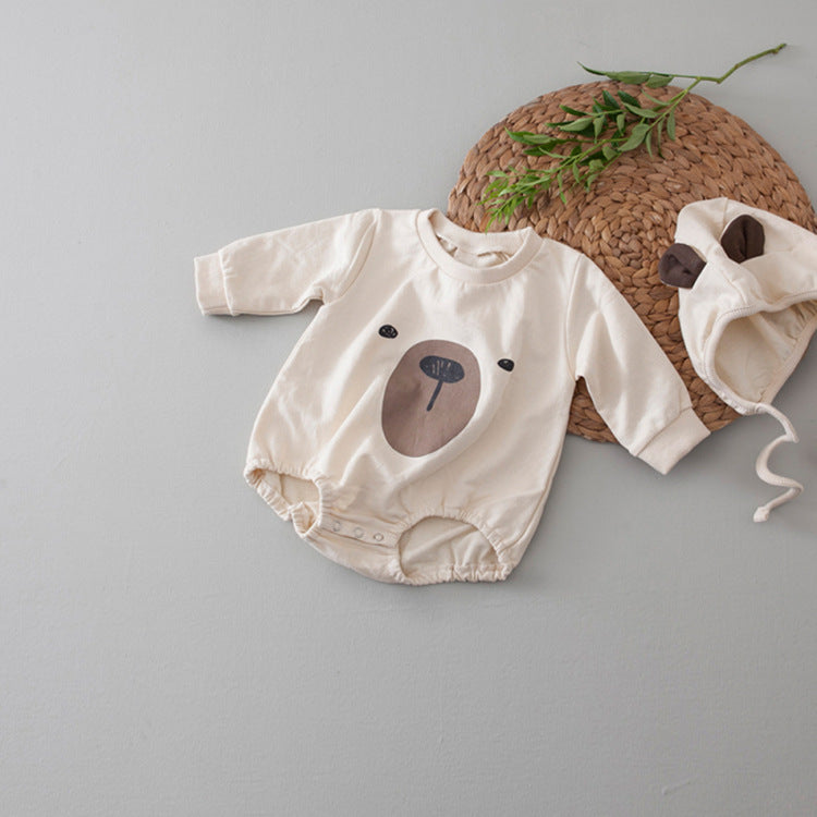 1pcs Cartoon Bear Graphic Simple Style Crotchets Jumpsuit