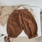 Solid Color Corduroy Fabric Long Pants With Pockets