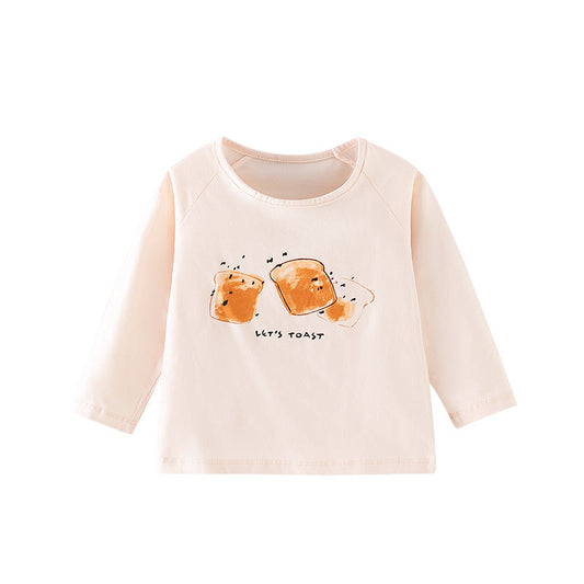 Bread Pattern Soft Cotton O-Neck Shirt