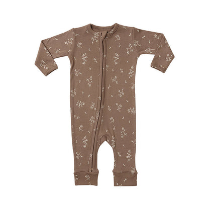 Dinosaur & Floral Print Pattern Zipper Front Design Jumpsuit