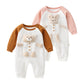 3D Cartoon Animal Patchwork Design Color Matching Long-Sleeved Rompers