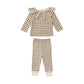 Cartoon & Plaid Pattern Ruffle Neck Design Long Sleeve Sets