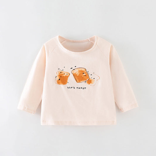 Bread Pattern Soft Cotton O-Neck Shirt
