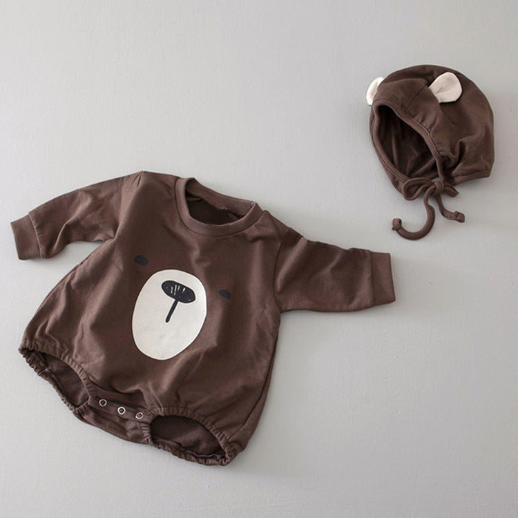 1pcs Cartoon Bear Graphic Simple Style Crotchets Jumpsuit