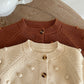 Solid Color Fur-Ball Patched Design Cardigan