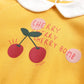 1pcs Cherry & Slogan Pattern Doll Neck Longsleeve Onesies