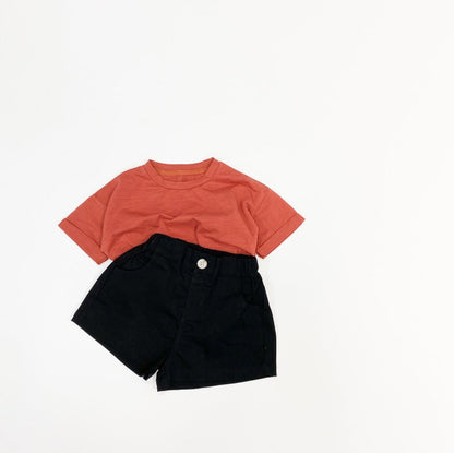 Solid Color Basic Denim Shorts With Pockets