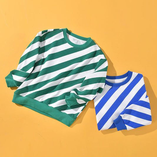 Striped Pattern Long Sleeve O-Collar Hoodies