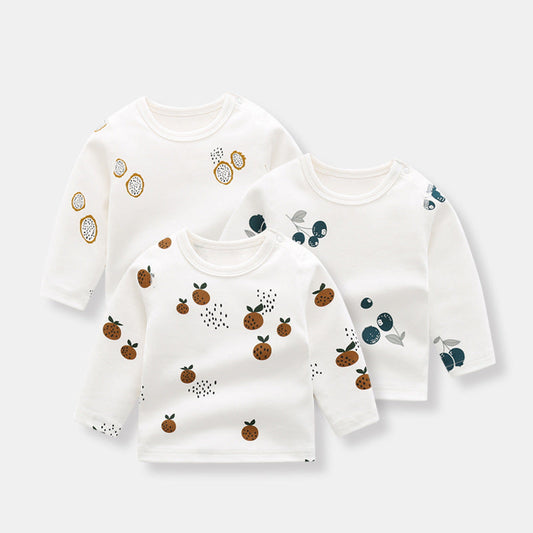 Allover Fruit Graphic 100% Pure Organic Cotton Side Snap Button Tops