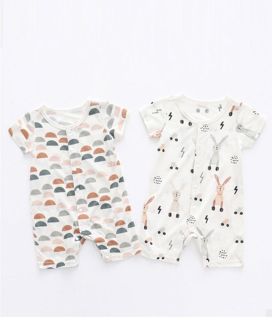 1pcs Rabbit Graphic Single Breasted Design Simply Jumpsuit Pajamas