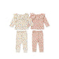 Cartoon & Plaid Pattern Ruffle Neck Design Long Sleeve Sets