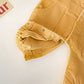 3D Cartoon Bear Patched Design Corduroy Fabric Button Front Romper