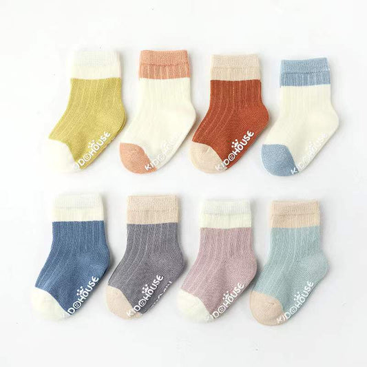 Two Colors Contrast Boneless Bottom Dispensing Socks