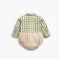 1pcs Plaid Pattern False 1 Pieces Design Lapel Bodysuit Onesies