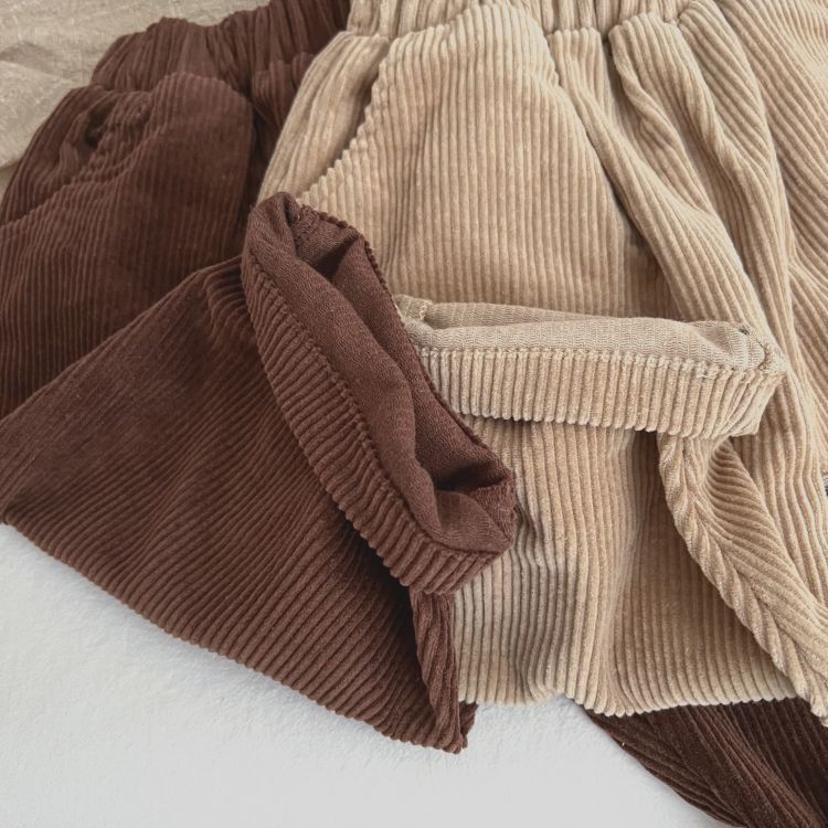 Solid Color Corduroy Fabric Long Pants With Pockets