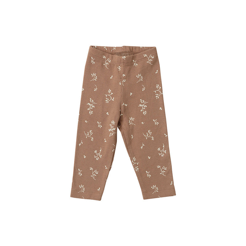 Cartoon & Floral Pattern Long Sleeve Onesies With Pants Sets