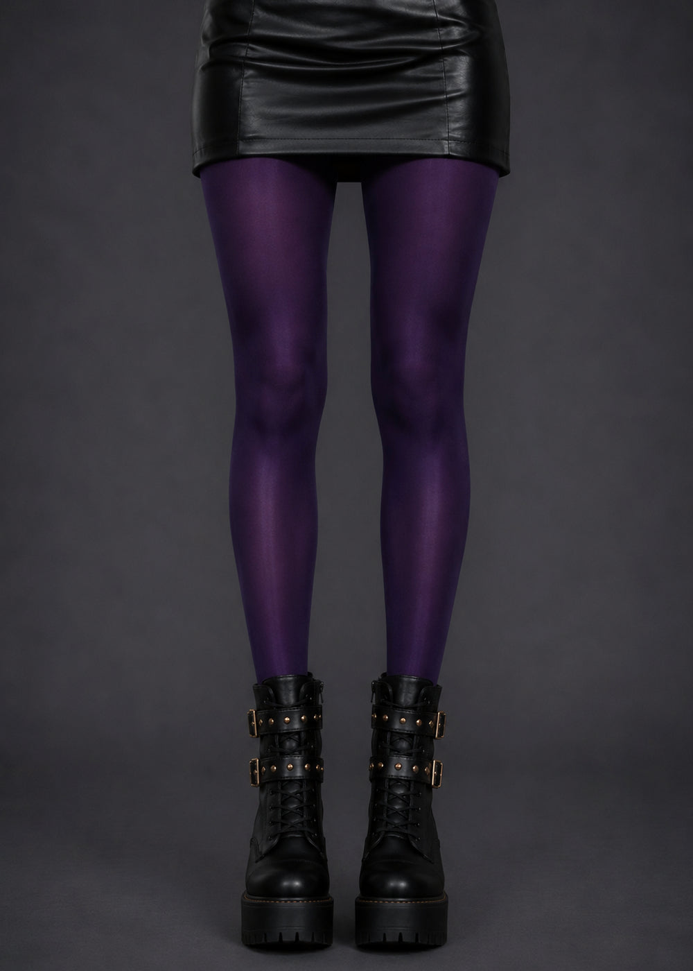 Purple High Shine Tights – Glossy Silk-Look Hosiery